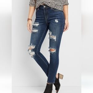 Kancan Destructed High Rise Skinny Jeans, Dark Wash Size 29